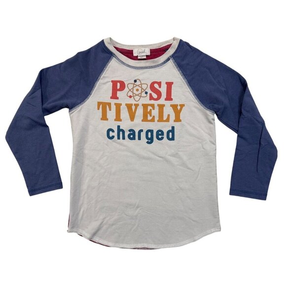 Peek Kids Long Sleeve Raglan Tee "Up And Atom!" & "Positively Charged" Sz 6-7 - Picture 1 of 5